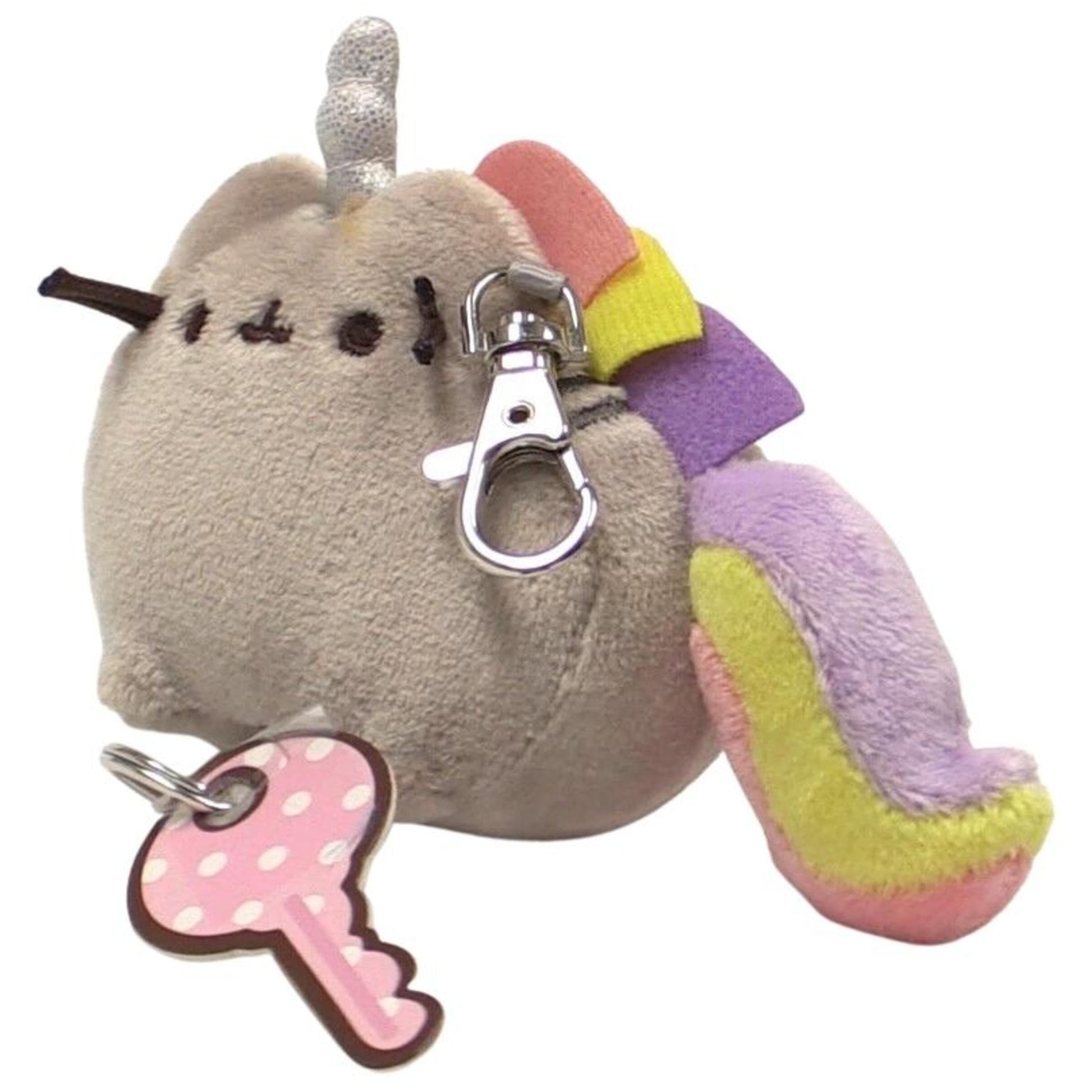 GUND Pusheen the Cat Pusheenicorn Retractable Key Holder, Unicorn Plush Keychain For Ages 8 and Up, 3”