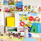 CHNBF Back to School 24Pcs School Bus Party Decorations Set - 4 Styles Centerpieces with Sticks & Stickers for Birthday, Back to School, Classroom