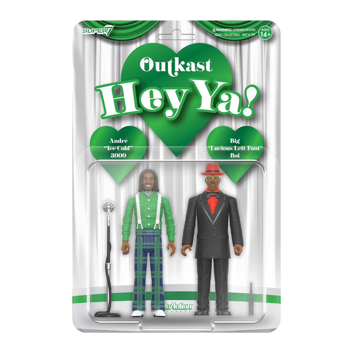 Super7 Reaction Figure Outkast Big Boi and André 3000 (Hey Ya!) - (2 Pack) 3.75" Outkast Action Figure with Accessories - Hip Hop Collectibles and