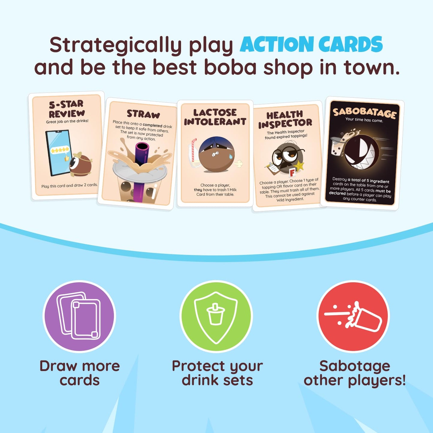 Sabobatage: The Boba Card Game | Easy Family-Friendly Party Game | Card Games for Adults, Teens & Kids | 2-5 Players (Base Game 3rd Edition)