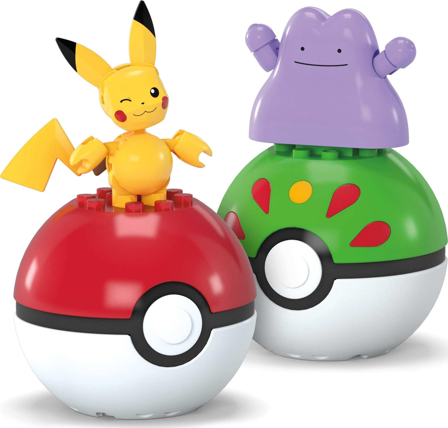 MEGA Pokémon Action Figure Building Toys Set, Poké Ball 2-Pack, Pikachu and Ditto with 42 Pieces, for Kids