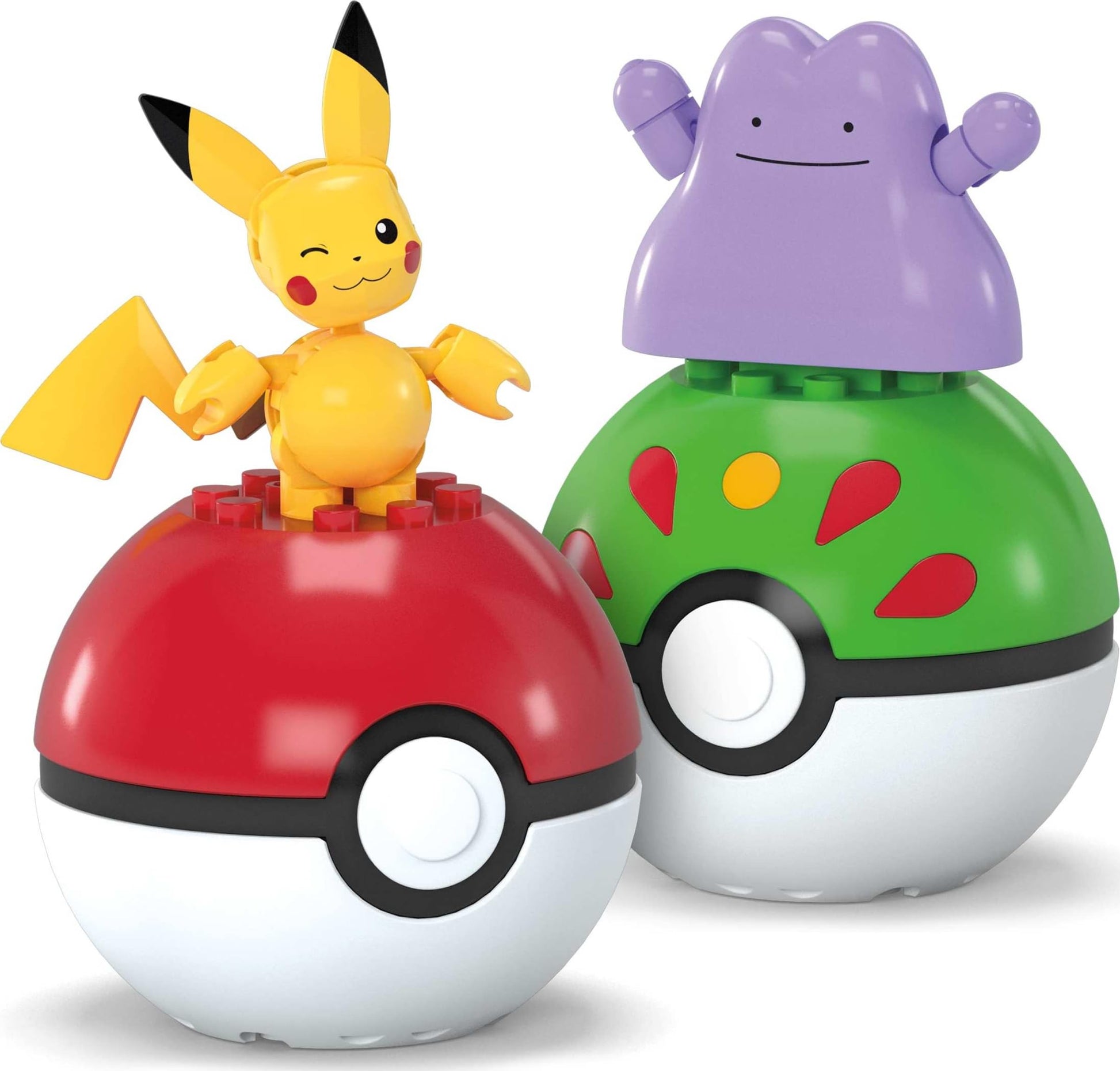 MEGA Pokémon Action Figure Building Toys Set, Poké Ball 2-Pack, Pikachu and Ditto with 42 Pieces, for Kids