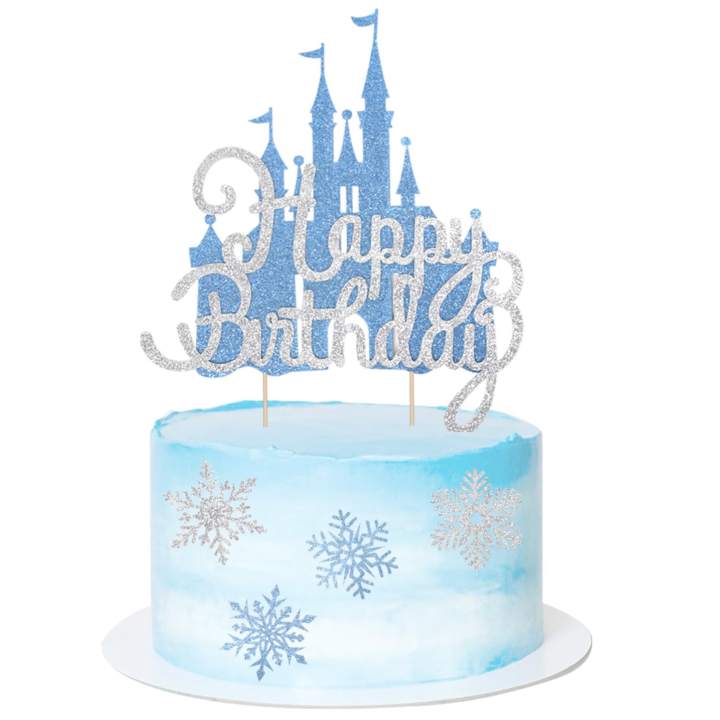 2Pcs Frozen Cake Toppers for Princess Winter Wonderland Theme Party Decor