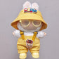Compatible with Labubu - Casual Outfit Set for Collectible Figures - Yellow Overalls with Bucket Hat, Sunglasses & Boots - Fits Gen 1, 2, 3 (Yellow