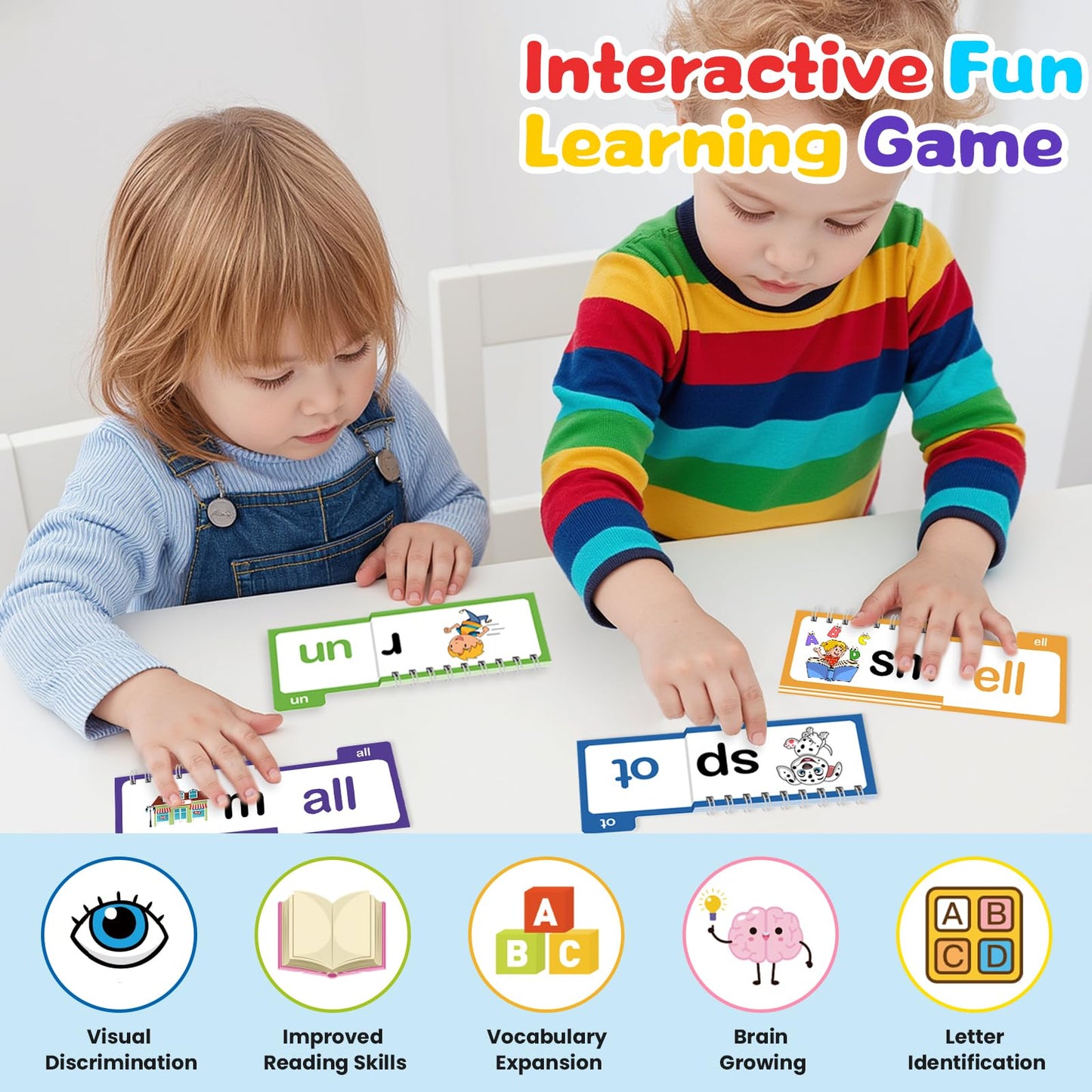 Word Family Build Book, 30 Read and Rhyme Flip Activity Book, Dinosaur ABC Learn to Read Phonics Flash Cards for Preschool/Kindergarten, CVC Words