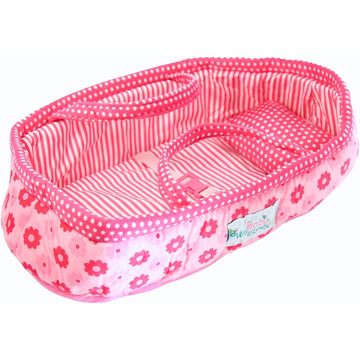 Pink Daisy Doll Carrier Bassinet Bed Carrier & Pillow, 18" | Baby Doll Bassinets, Play Baby Doll Carrier, Doll Baby Carriers, Baby Doll Carrier Bed