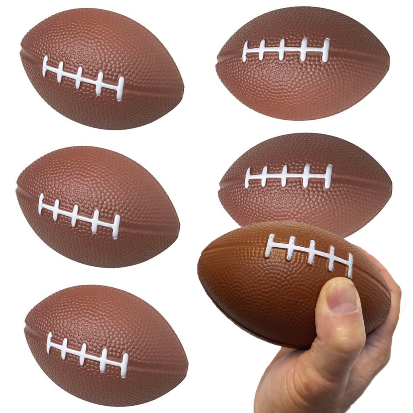 GiftExpress 6-Pack 6" Foam Football Stress Balls, Sport Balls, Decoration Party Favor, Football Themed Party Supplies