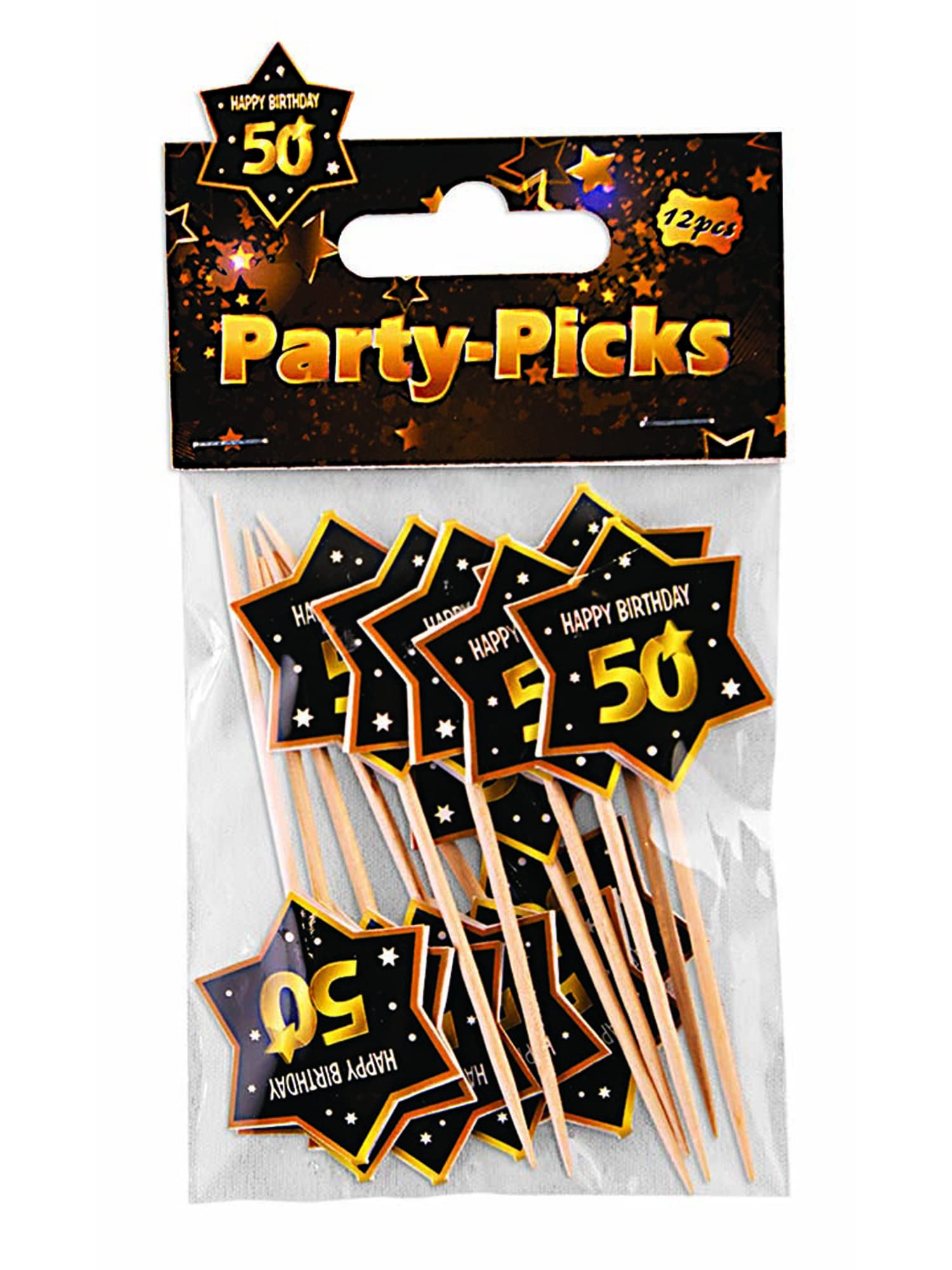 Forum Novelties X81643 50th Birthday Party Picks, Black, Gold, White