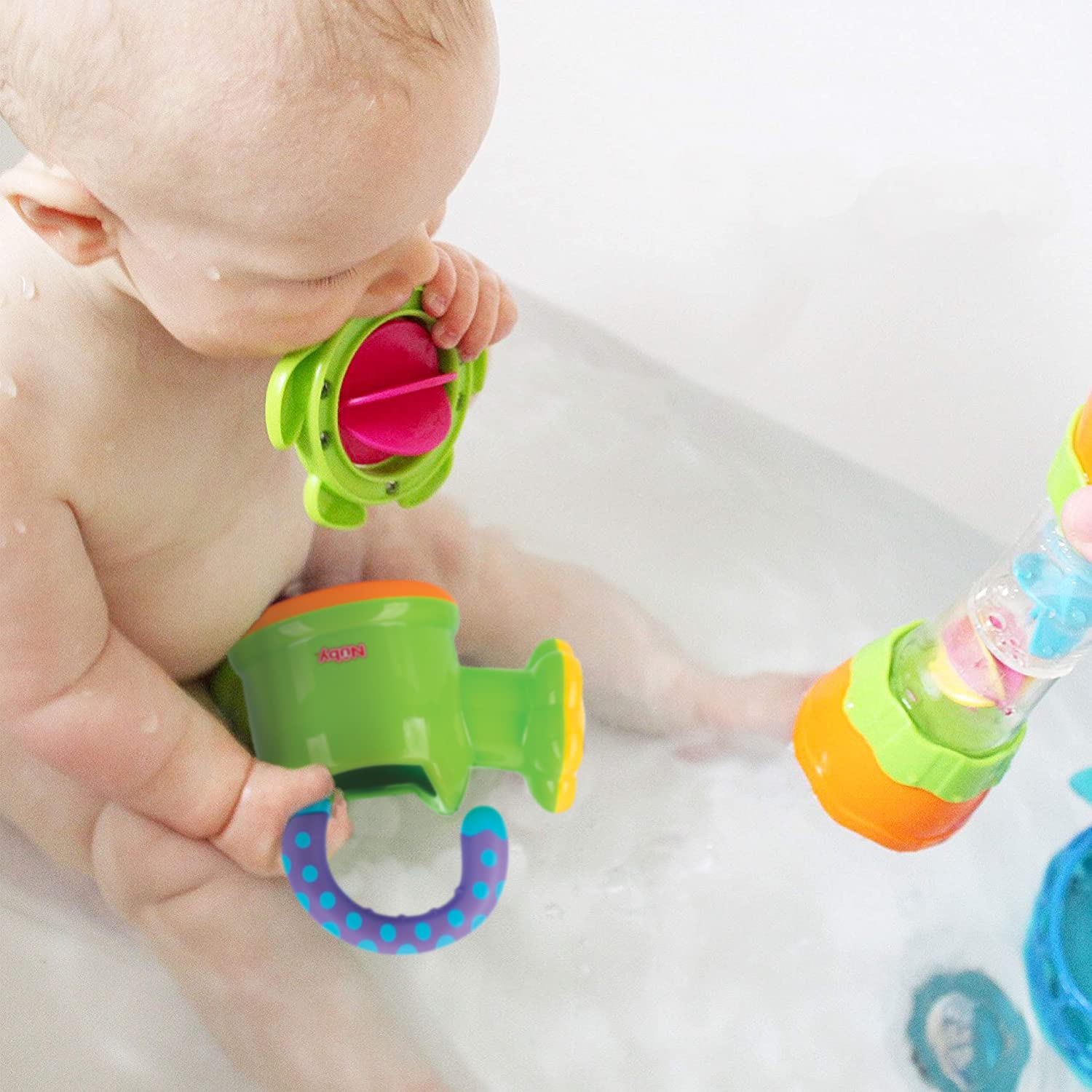 Nuby Watering Can Bath or Outdoor Toy for Toddlers and Kids - Spring and Summer Outside Play -18+ Months - Interactive and Fun Baby Bath Essentials