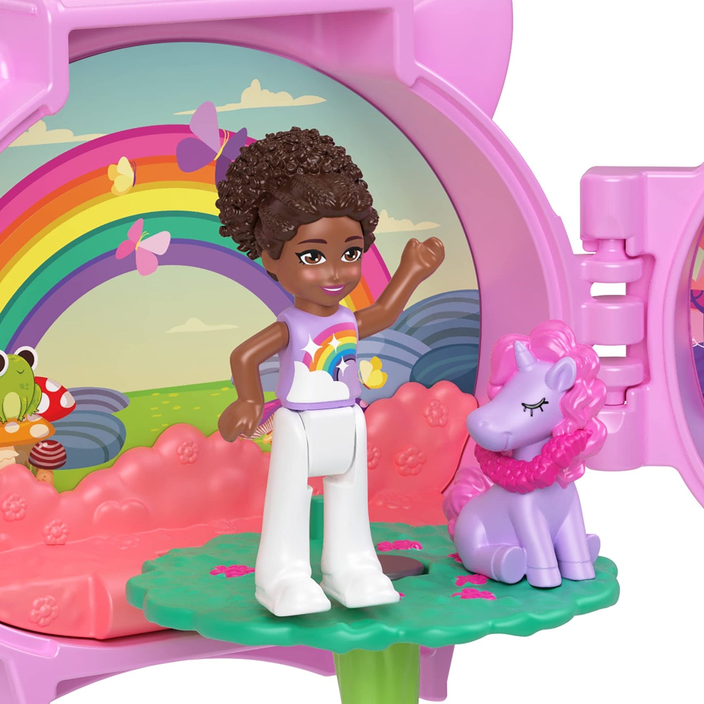 Mattel Polly Pocket Pet Connects Unicorn Micro Playset Figurine + Animal + Accessory