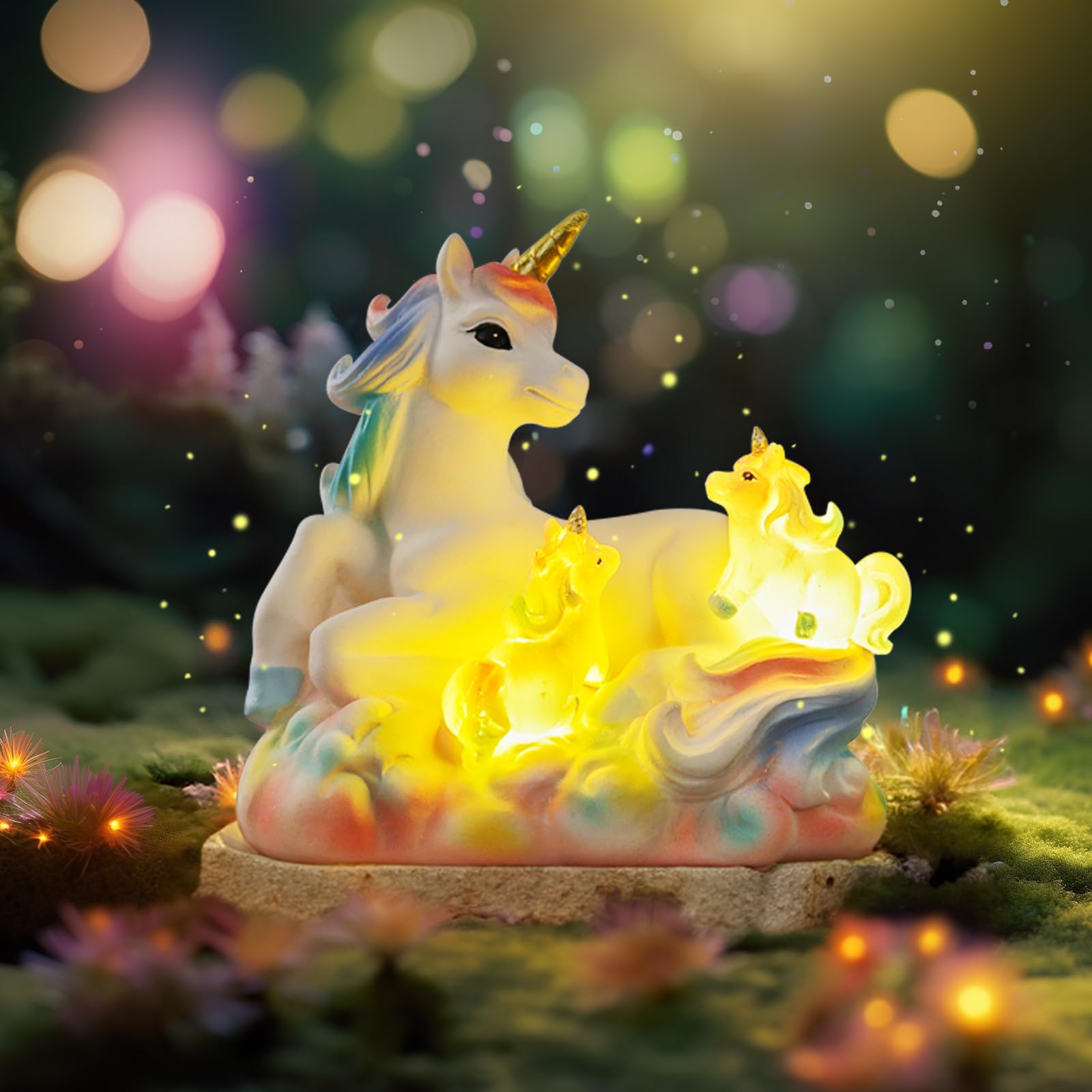 Unicorn Gifts Toys for Girls,Lighted Unicorn Figurine Miniature Resin,Christmas Toys Christmas Stocking Stuffers Kids,Garden Accessories Unicorn Party