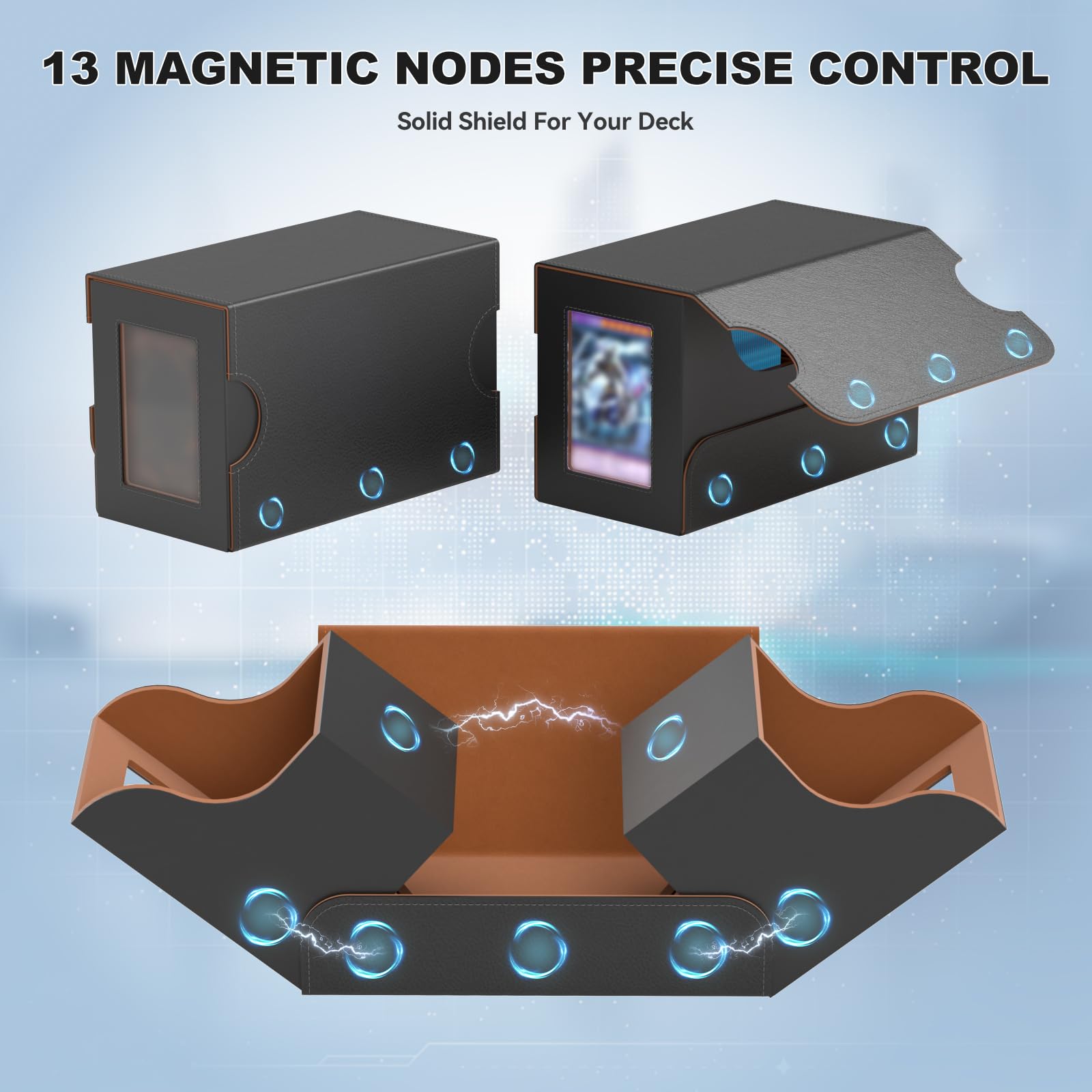 Card Deck Box Magnetic Flip MTG Commander Deck Box 200 TCG Card Storage Box PU Leather Double Deckbox Trading Card Deck Box Card Deck Case with