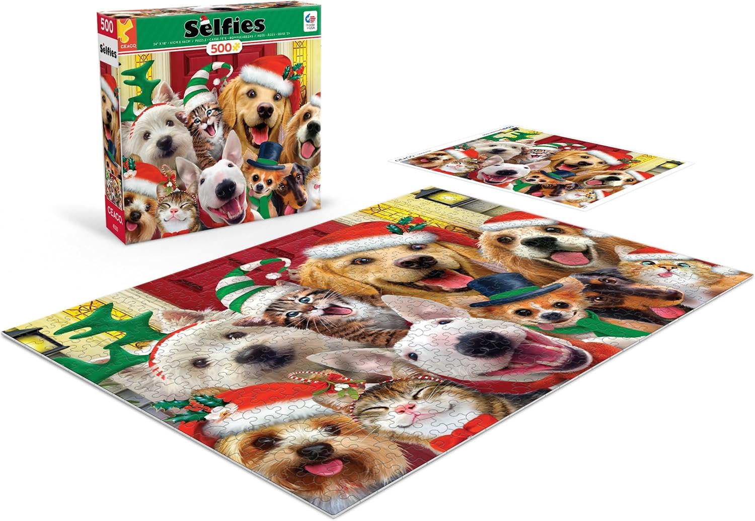 Ceaco - Selfies Holiday Dogs - 500 Piece Jigsaw Puzzle for Adults