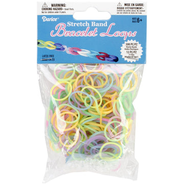 Darice 312-Piece Stretch Band Bracelet Loops and S-Clips Set, Glow in The Dark