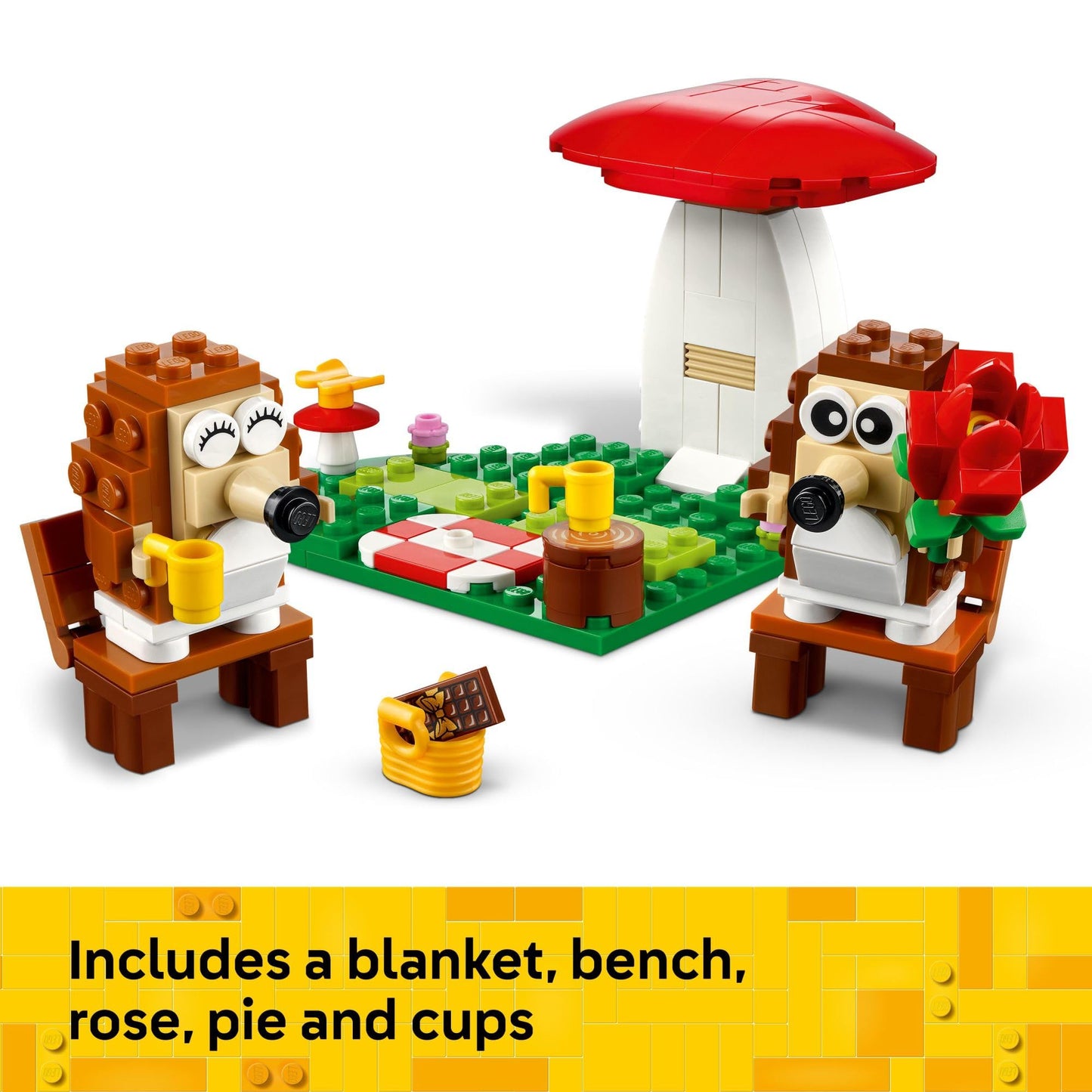 LEGO Hedgehog Picnic Date Building Toy - Animal Figures and Playset for Kids, Boys and Girls, Ages 8+ - Gift for Her and Him - with 2 Hedgehog Toys