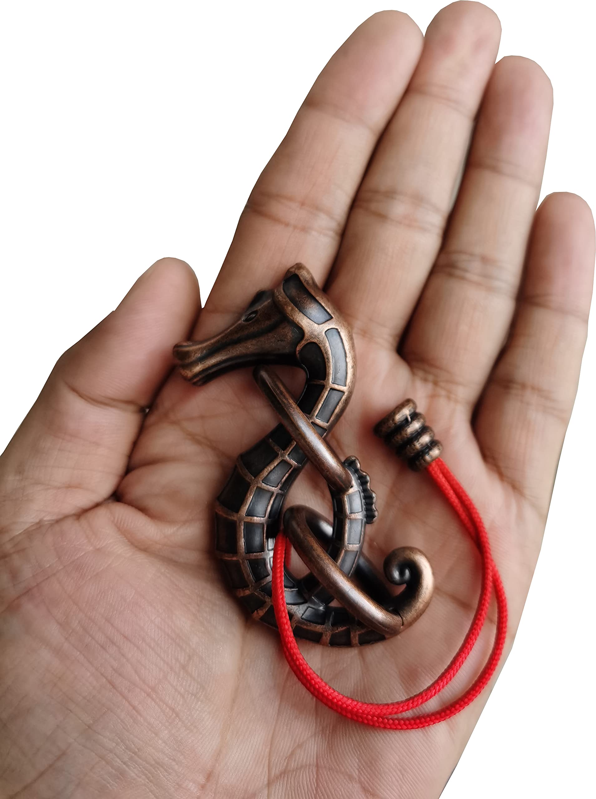 Cast Metal Brain Teaser Puzzle Metal Puzzle Brainteaser Exploration and Thinking Toy Intellectual Teaching (Seahorse & Rope)