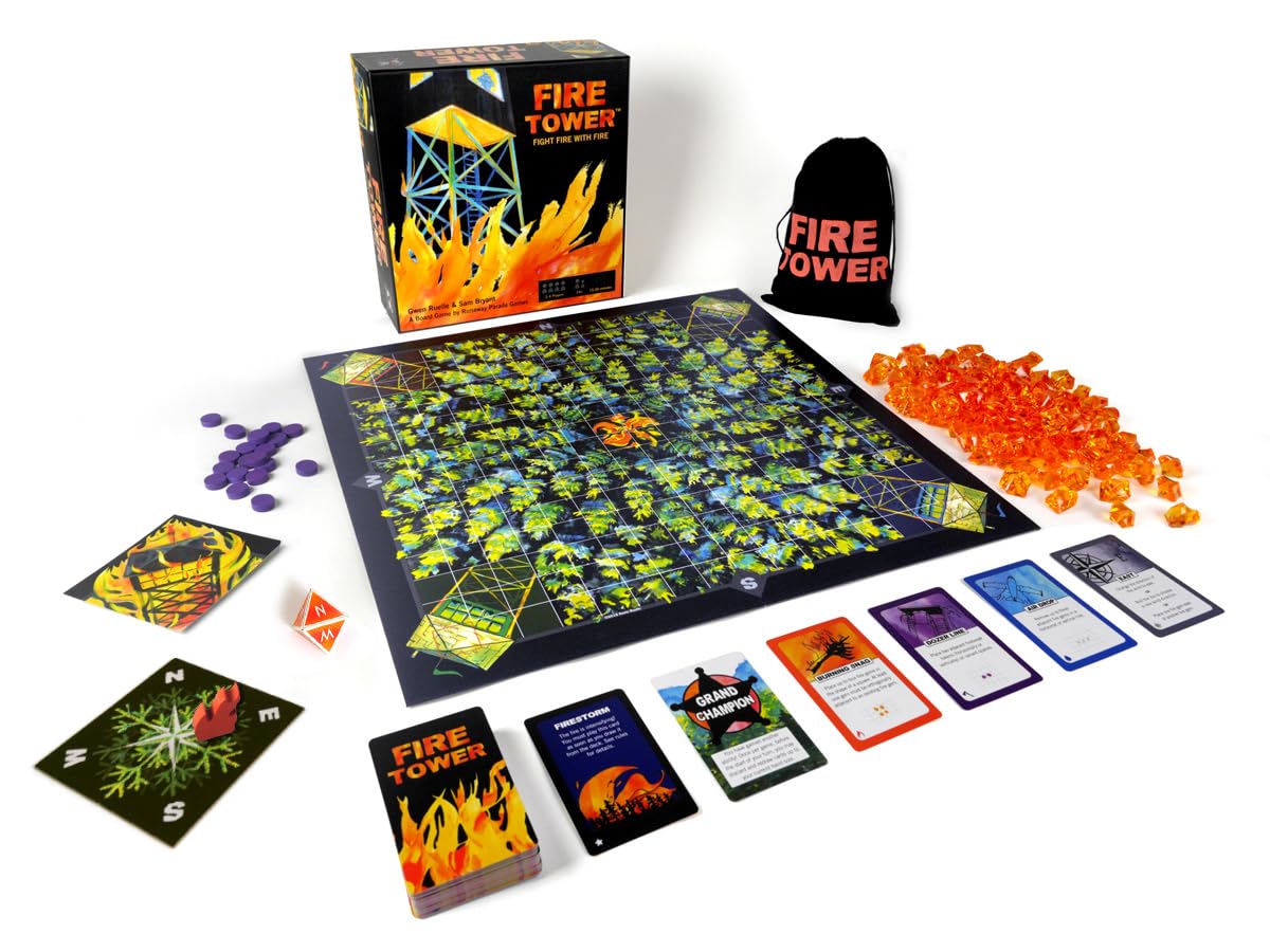 Runaway Parade Games Fire Tower Board Game Deluxe Edition- Fight Fire with Fire in This Fast-paced, Competitive Strategy Game | Easy to Learn | 10+ |