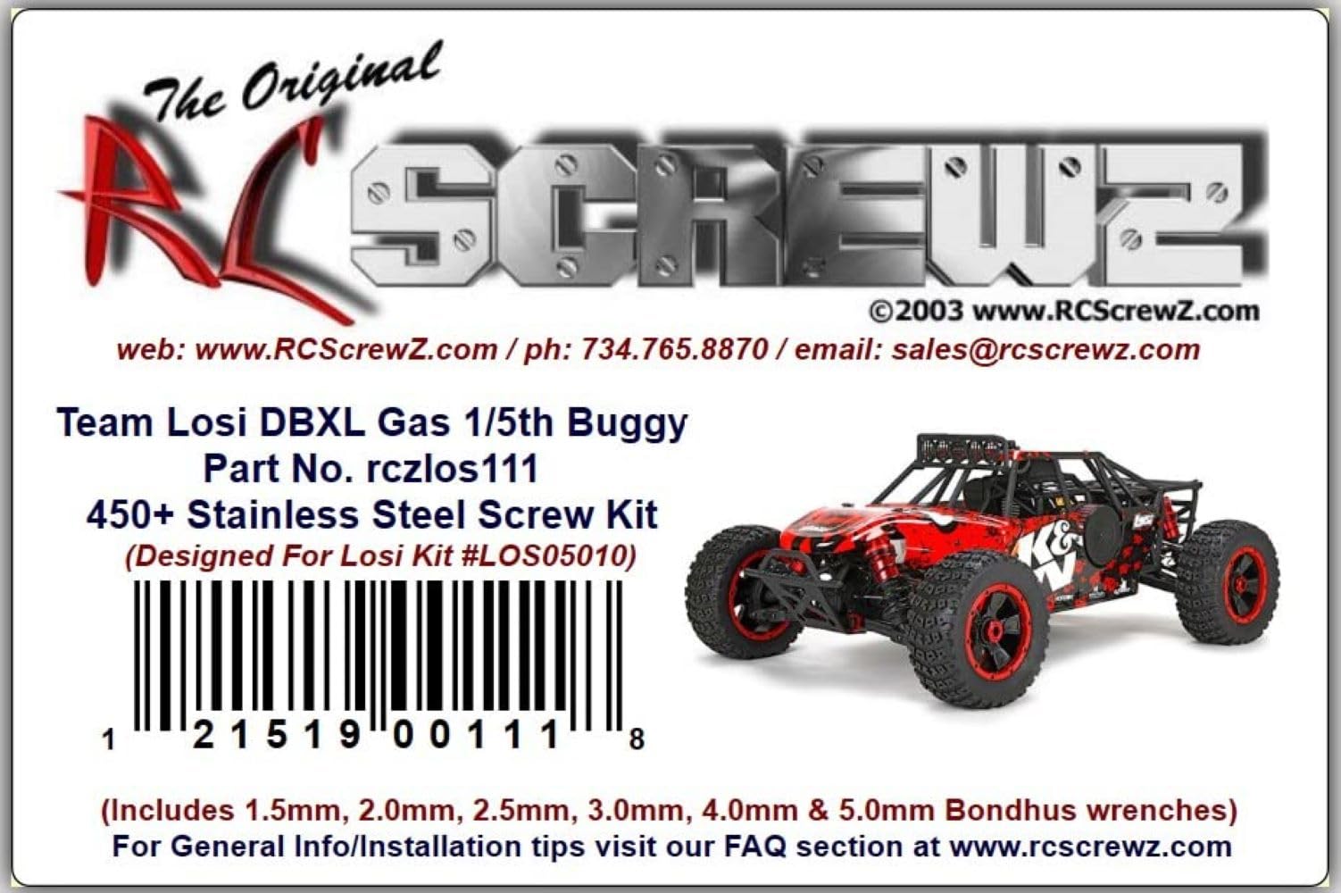 LOS111 - Compatible with Losi DBXL Nitro 1/5th (#LOS05010) Stainless Steel Screw Kit