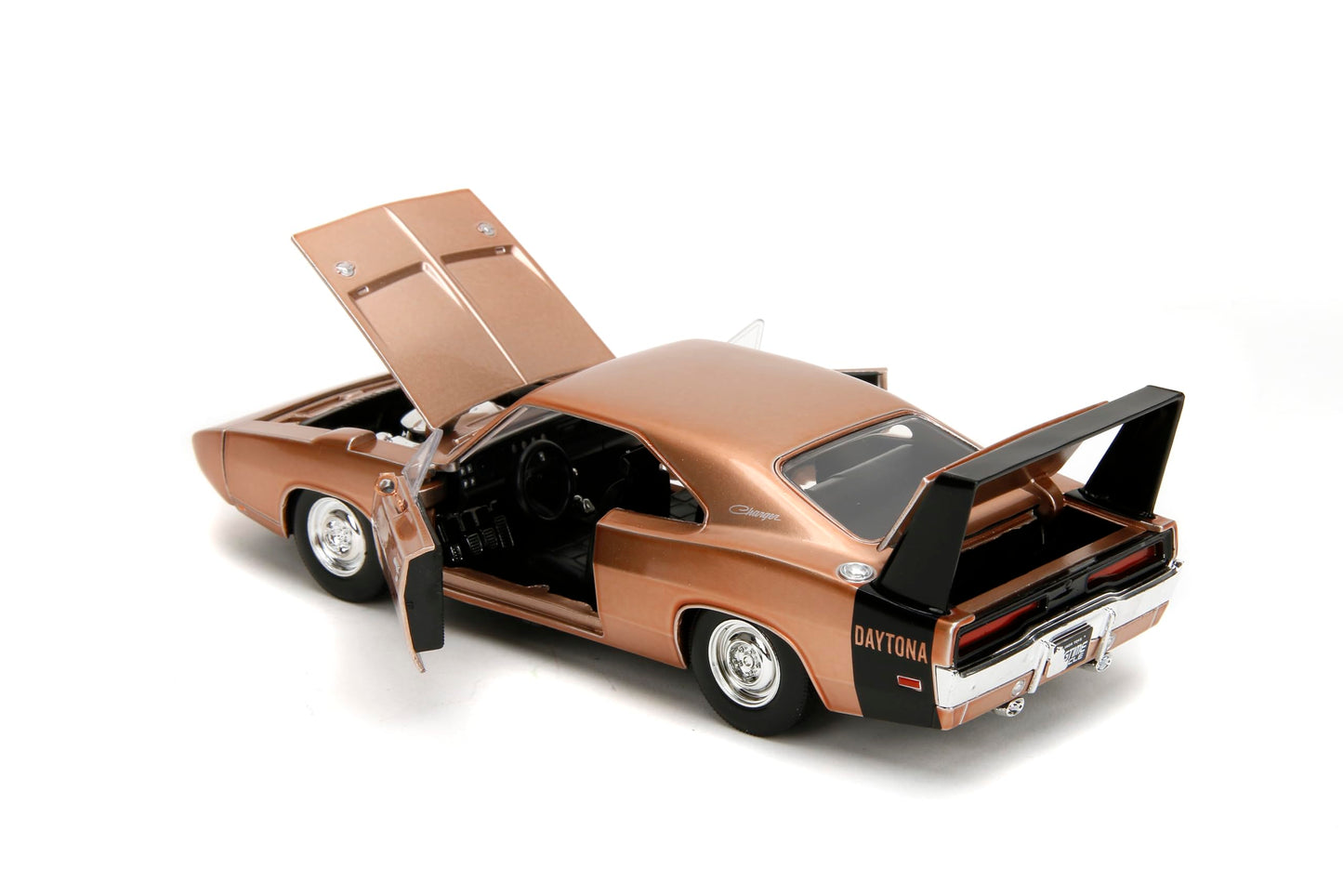 Jada Toys Bigtime Muscle 1:24 1969 Dodge Charger Daytona Die-cast Car - Opening Doors, Hood, Trunk, Rubber Tires(Candy Copper)