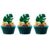48pcs Edible Tropical Turtle Leaves Cupcake Toppers, CGHCEAI Palm Leaves Cake Decoration For Hawaii Theme Jungle Party Cake Toppers Birthday Party