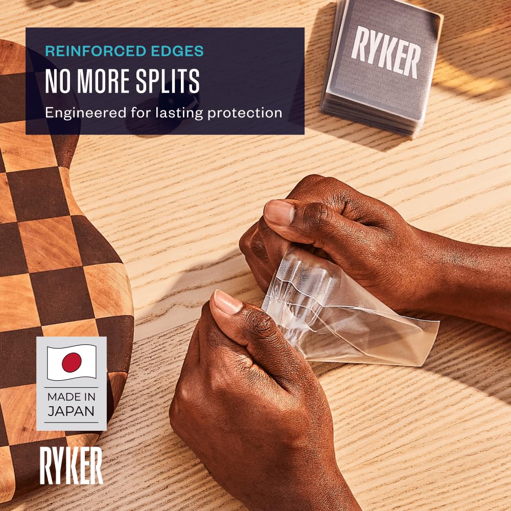 Ryker Standard American Size - Card Sleeves for Trading Cards, Board Games & K-pop Photocards (100 Pack, Clear, 56x87 mm)