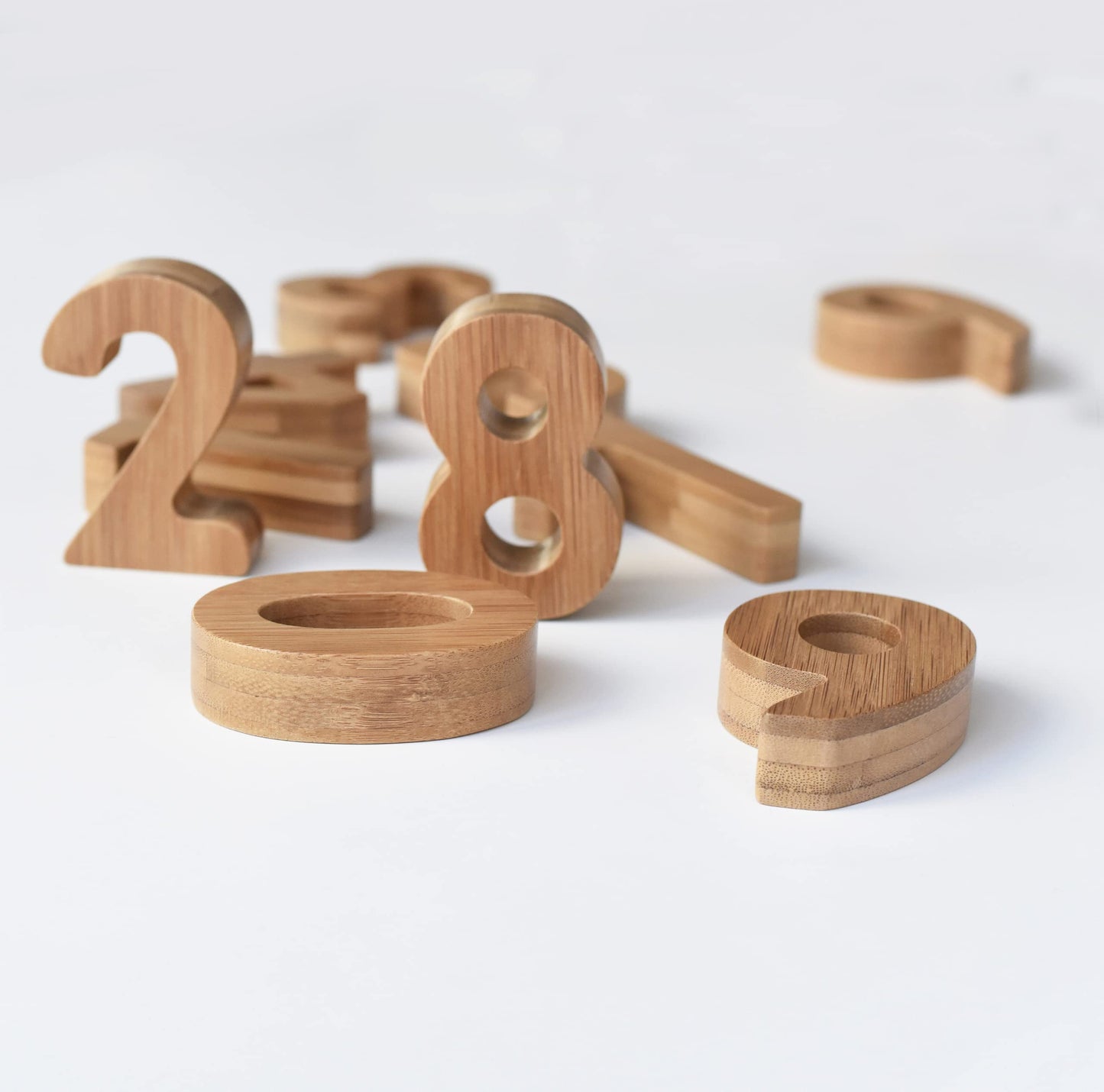 Wee Gallery Bamboo Numbers Set - Number Learning for Baby, Toddler, Preschool Age Kids - Interactive Wooden Numbers to Stimulate Early Development