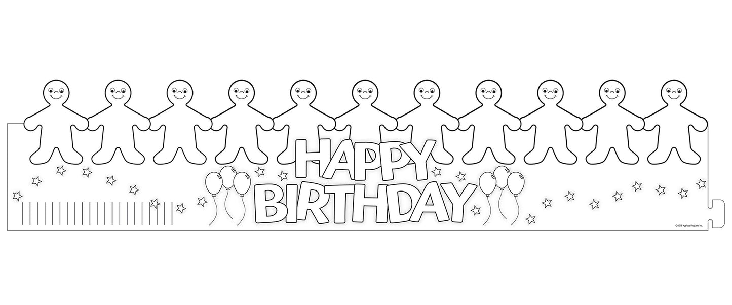 Hygloss Birthday Crowns for Kids Classroom - 12 Color Your Own Adjustable Crown - Quality Cardstock Black on White Design - 5 in Tall, 24 in Long