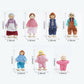 Sing2sky 7PCS Wooden Dollhouse Dolls for Playing House Gifts for Children, Wood, Articulated Pretend Play Figures, Smooth Splinter-Free Wood