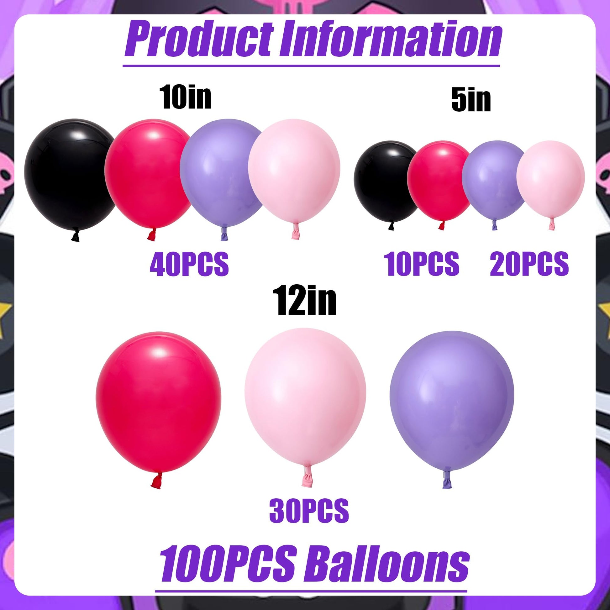 Purple Birthday Party Supplies, Kawaii Party Decorations