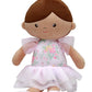 Large 15 Inch Soft Baby Doll with Ballerina Dress and Satin Accents, Darker Complexion, Tiana Pink Floral