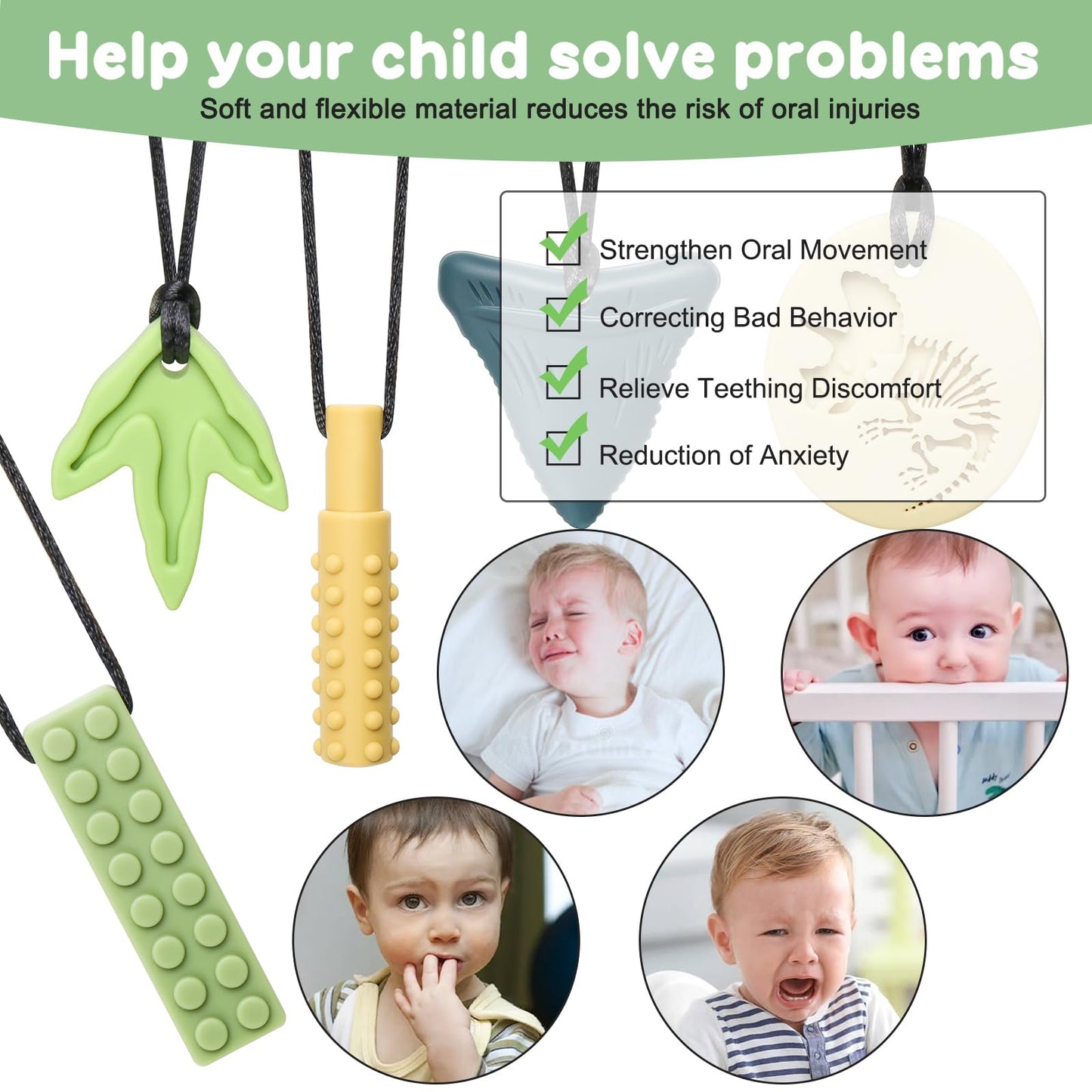 MISSLILI Sensory Chew Necklaces for Aggressive Chewers