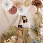 Boho Baby-Shower Party-Decorations Streamers-Lanterns - 14pcs White Brown Champagne Neutral Birthday Wedding Bridal Paper Fan,Tissue Pom