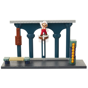 Nintendo Super Mario Lava Castle Deluxe Play Set, Includes: 2.5” Fire Mario Figure & Mechanical Features, Spinning Fireballs Tower, Swinging Pendulum