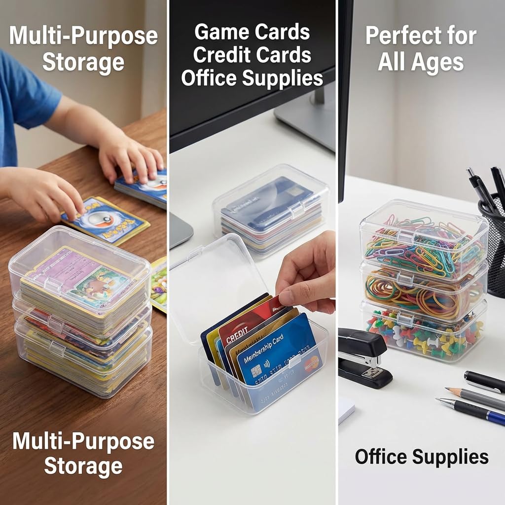 OTKJMH 4 Pack Clear Plastic Card Deck Box Playing Card Storage Cases Blank Deck Boxes, Standard Size Holders for Game Cards Trading Cards and Small