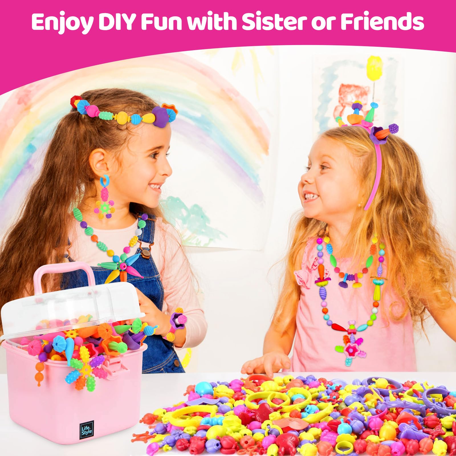 NIDOOT 550Pc+ Pop Beads Jewelry Making kit for Girls 4-6, Arts and Crafts for Kids Ages 4-8, Toys for 4 5 6 Years Old Girl Birthday Gifts Ideas