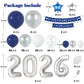 Graduation Decorations Class of 2026: Navy Blue and Silver Graduation Balloon Arch Garland Kit and Silver Confetti Balloons Congrats Grad Banner 2026