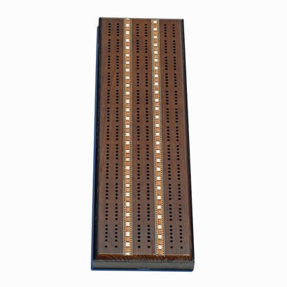 WE Games Classic Dark Oak Cribbage Board Set 3 Track Solid Wood Sprint Board with Metal Pegs, Family Games, Living Room Decor, Travel, Outdoor