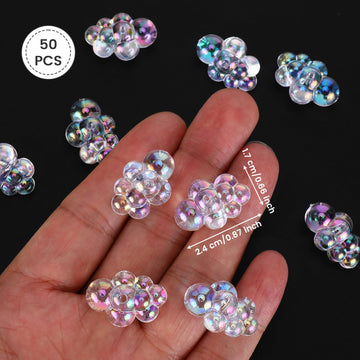 50 Pcs Tiny Fake Bubbles, Plastic Bubbles for Crafts with Hole, Bubble Decorations Bubble Beads for DIY Necklaces Bracelets Jewelry Making, Bubble