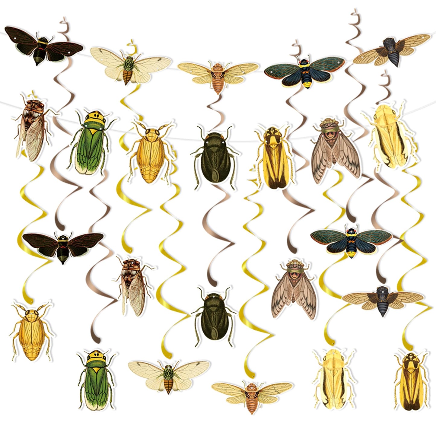12 Pcs Bug Hanging Swirls 2 Pcs Insect Banners for Bug Party Decorations Insect Birthday Party Supplies