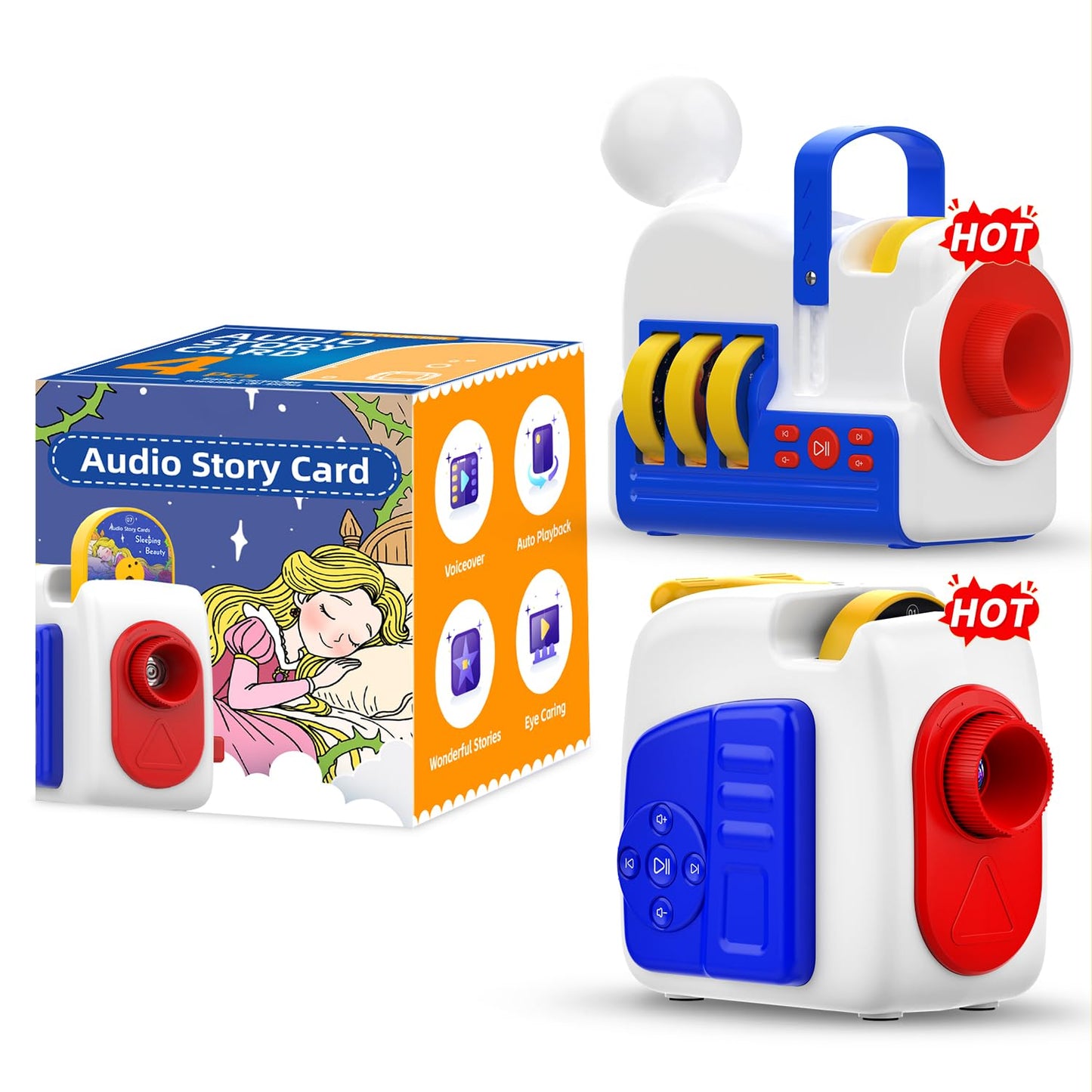 Syslux Kids Audio Story Cards,4 Pack Bedtime Fairy Tale Projection Cartridges for Story Projectors,Story Projector Accessories (Device Not Included)