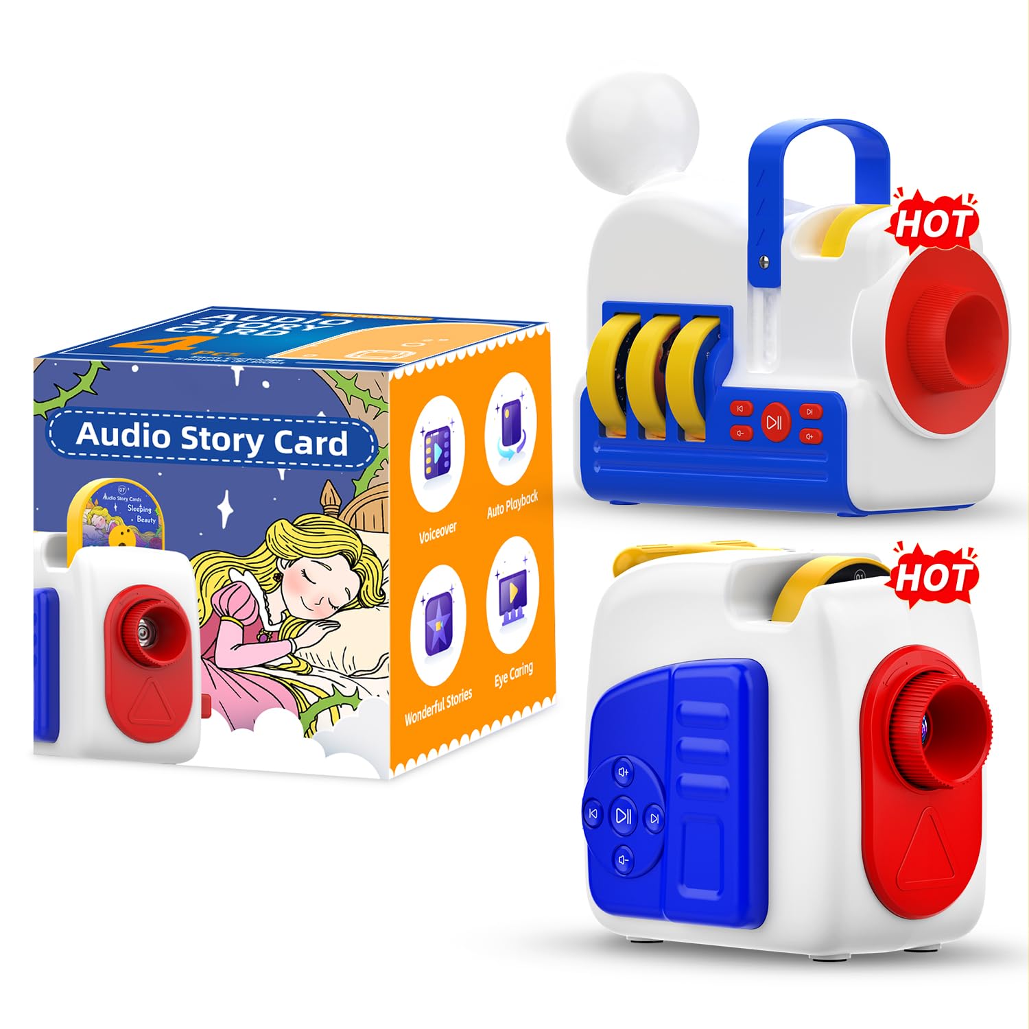 Syslux Kids Audio Story Cards,4 Pack Bedtime Fairy Tale Projection Cartridges for Story Projectors,Story Projector Accessories (Device Not Included)
