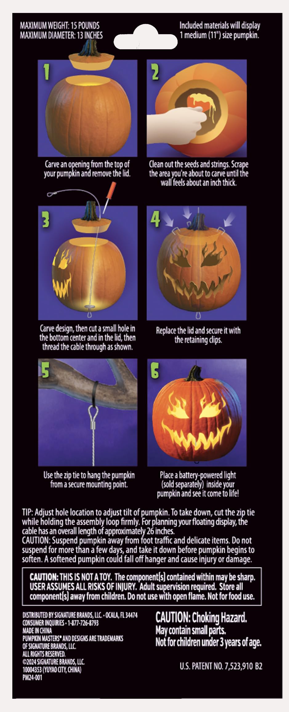 Pumpkin Masters Floating Pumpkin Carve & Display Kit - Create Levitation Illusion in 4 Easy Steps, Includes Carving Saw, Pattern, Hanging Assembly