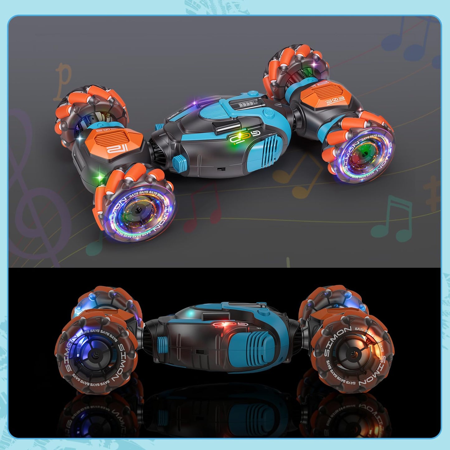 BotZilla Gesture Sensing RC Stunt Car - Boys Girls Toys Age 6-8-12, 4WD Hand Controlled Remote Control Twist Car with Light & Music,Cool Birthday