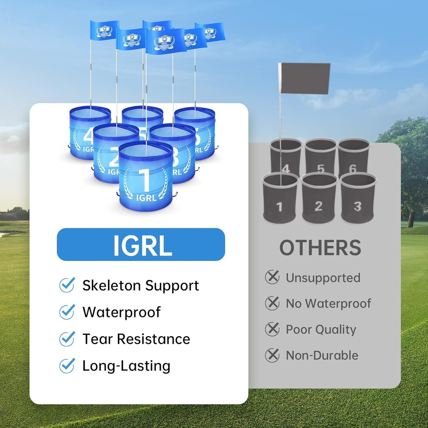 IGRL Golf Yard Game - 6 Holes Backyard Golf Games for Adults, Golf Chipping Game Set with Balls, Carry Bag, Flag & Obstacles, Outdoor Indoor Golf