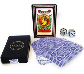 Baraja Espanola con Dados 54-Card Deck with a Set of Dices - Mazo de Cartas Faisan Spanish Playing Cards Red and Blue Assorted Colors