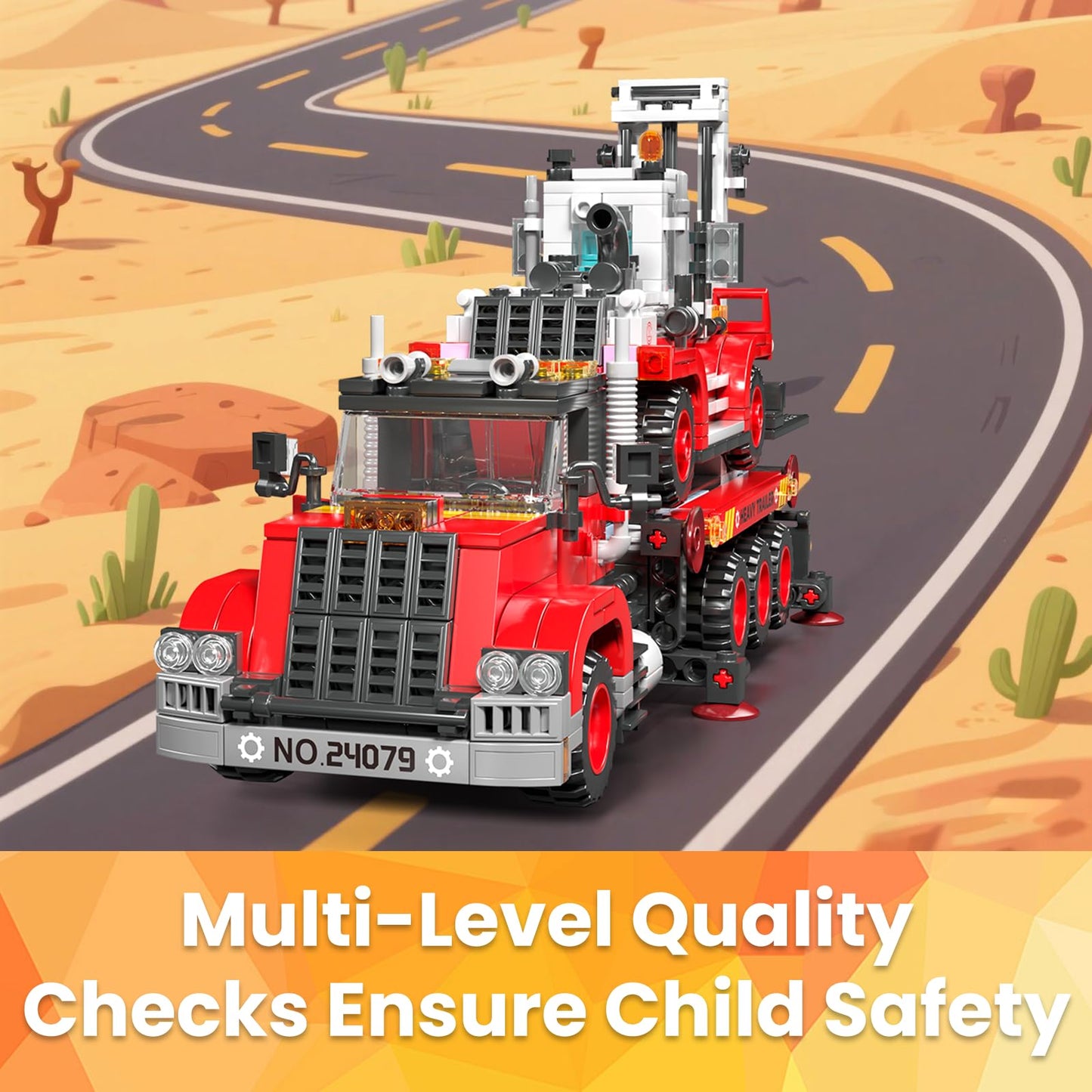 Mould King Semi Truck Trailer Building Block with Forklift, 906 PCS Sets