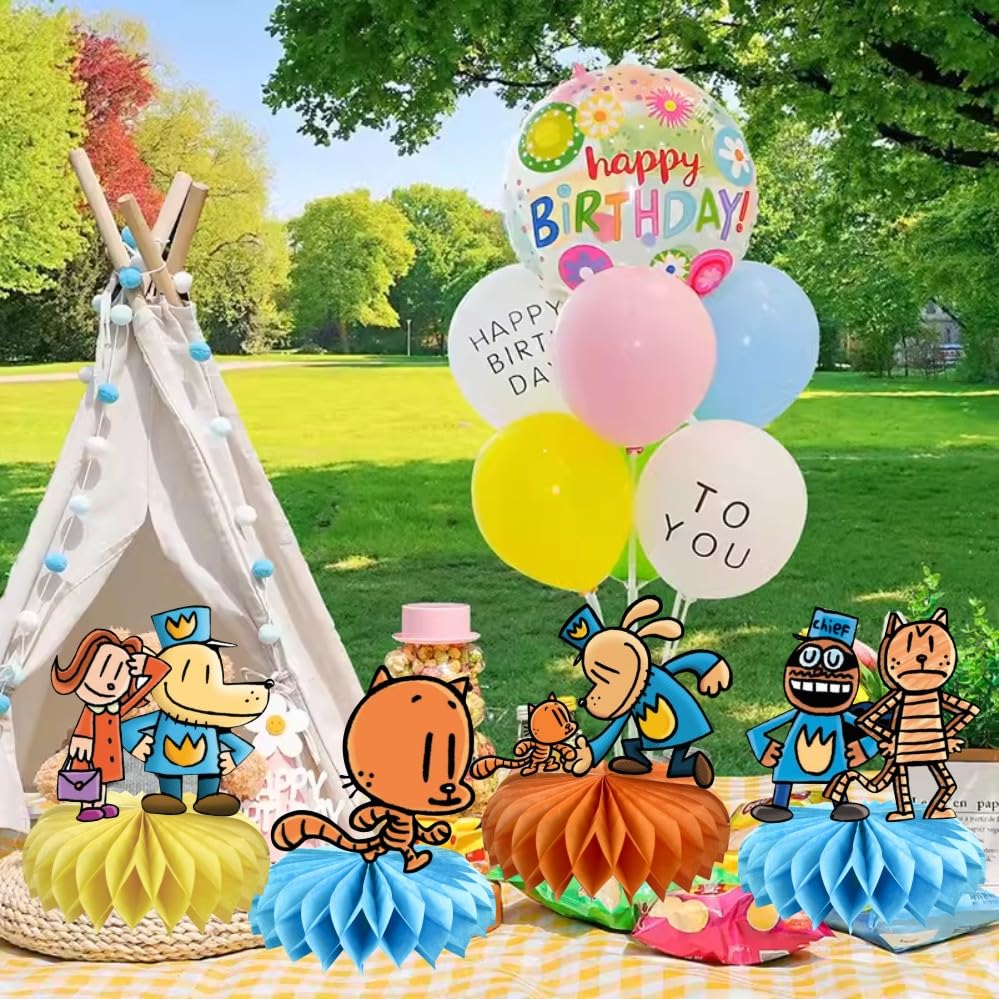 8Pcs Dog Cartoon Man Honeycomb Table Centerpiece Dog Birthday Party Supplies Table Decorations for Kids Party Decorations