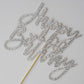 Happy Birthday Cake Topper Birthday Party Decorations Supplies Silver Glitter