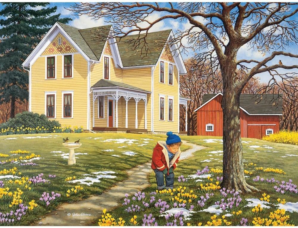 Bits and Pieces 300 Piece Puzzles for Adults - Looking for Spring - 300 Large Pieces 18" x 24" Jigsaw Puzzles, Flowers, Crocus, Americana, No 2 Pieces
