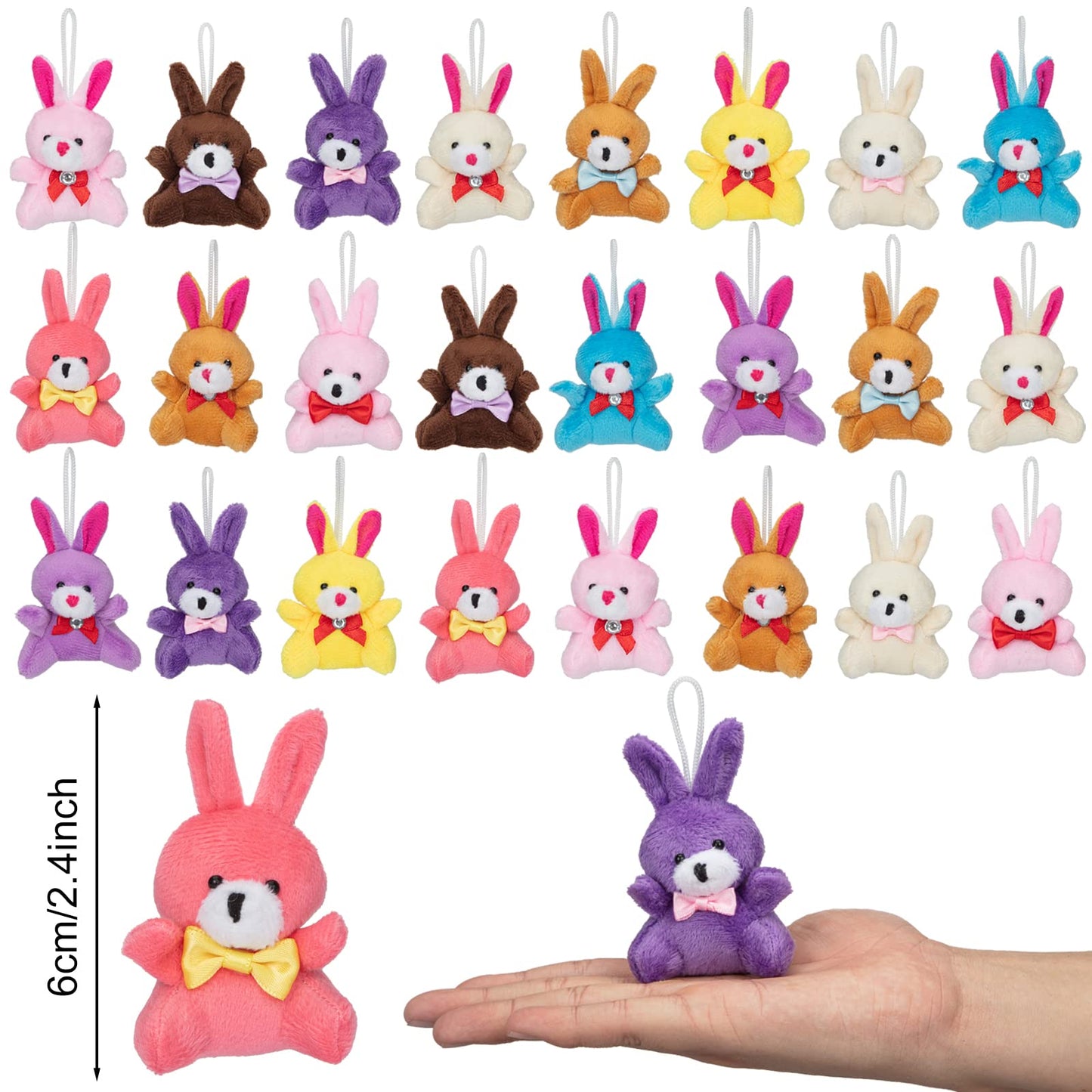 24 Pcs Filled Easter Eggs with Plush Bunny,Colorful Easter Eggs Prefilled with Plush Bunnies,Plush Animals Stuffed Toy for Kids Toddlers Easter Egg